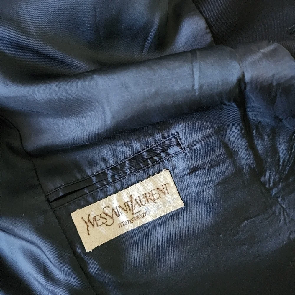 Yves Saint Laurent YSL Buttons Wool Navy Blue Blazer Men's Size 42L